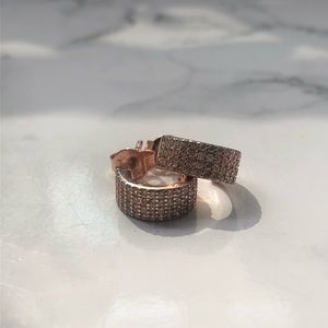Rose gold huggies with pavè CZ